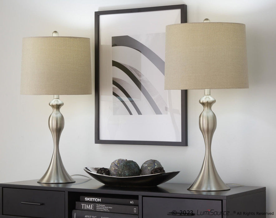Ashland - Contemporary Table Lamp (Set of 2) - Nickel / Light Gray Lumi Source