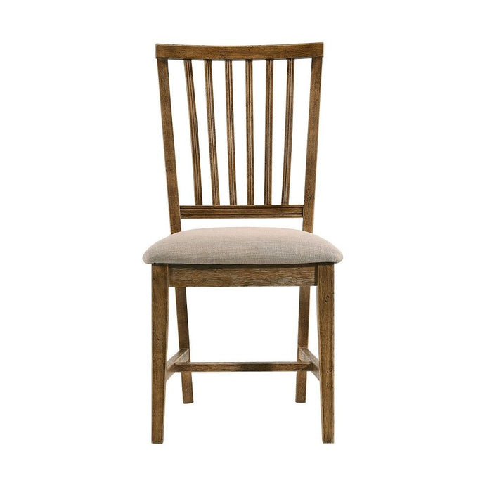 Wallace II - Side Chair (Set of 2) - Tan Linen & Weathered Oak ACME