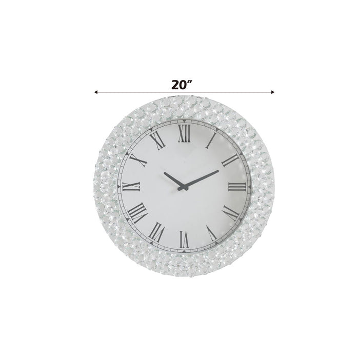 Nysa - 20" Wall Clock - Mirrored & Faux Crystals ACME
