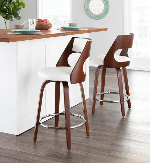 Cecina - Mid-Century Modern Fixed Height Counter Stool With Swivel And Round Footrest (Set of 2) Lumi Source