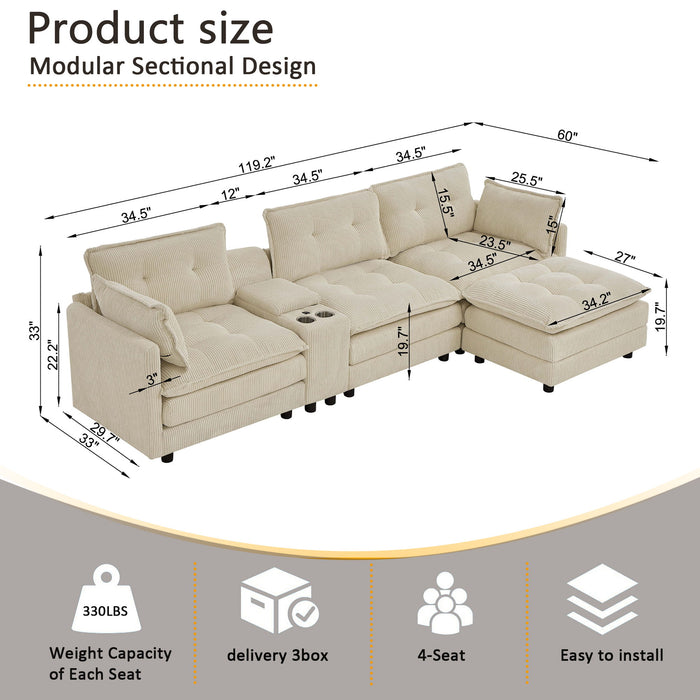Oversized Modular Sectional Sofa With Multi Functional Console Home Essentials