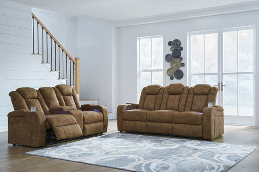 Wolfridge - 2 Pc. - Power Reclining Sofa, Power Reclining Loveseat With Console - Brindle Signature Design by Ashley®