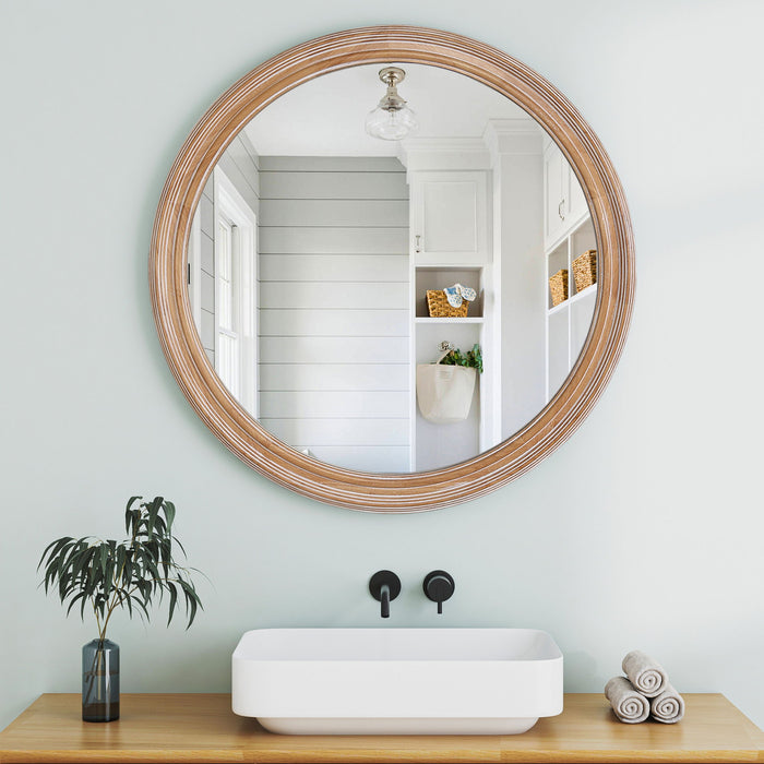 Round Wall Mirror With Ribbed Frame Daily Nest