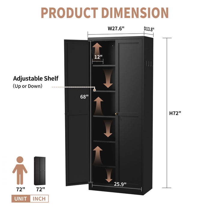 Kitchen Pantry Cabinet With 4 Adjustable Shelves, Heavy Duty Freestanding Organizer Home Essentials
