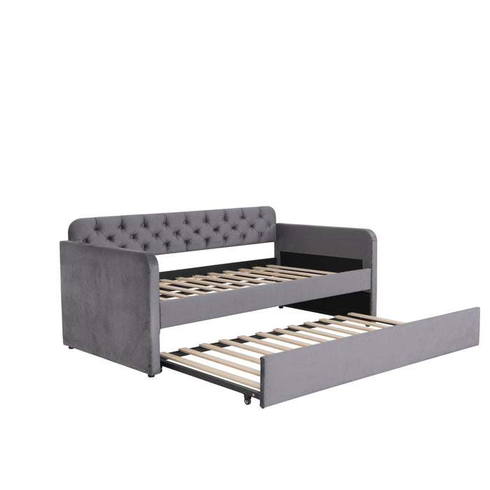 Upholstered Daybed With Trundle And USB Charging Design Home Essentials