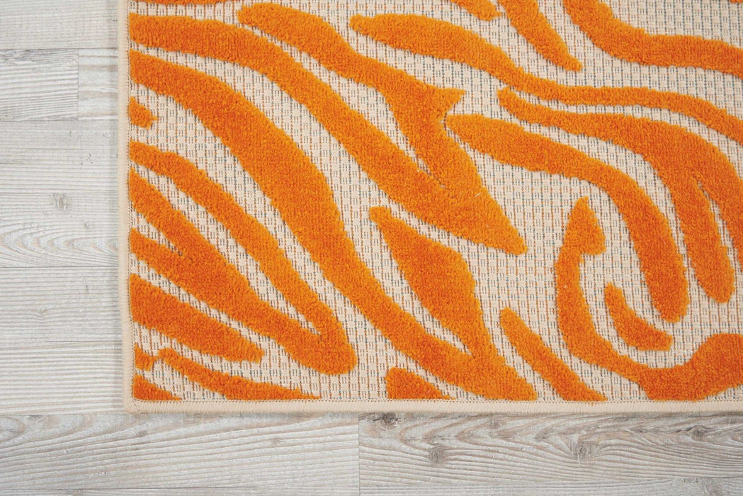 4' X 6' Abstract Stain Resistant Indoor / Outdoor Area Rug - Orange / Ivory