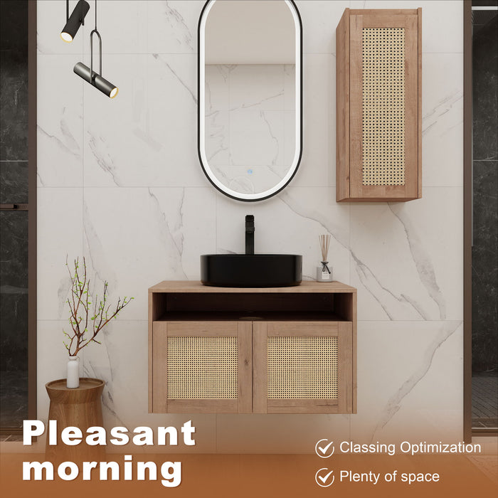 Bathroom Vanity With Art Sink And Side Cabinet, Float Mounting Design Home Essentials