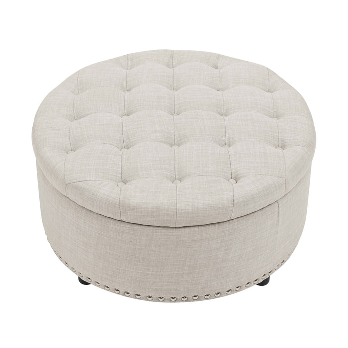 Tufted Storage Ottoman With Upholstery Home Essentials