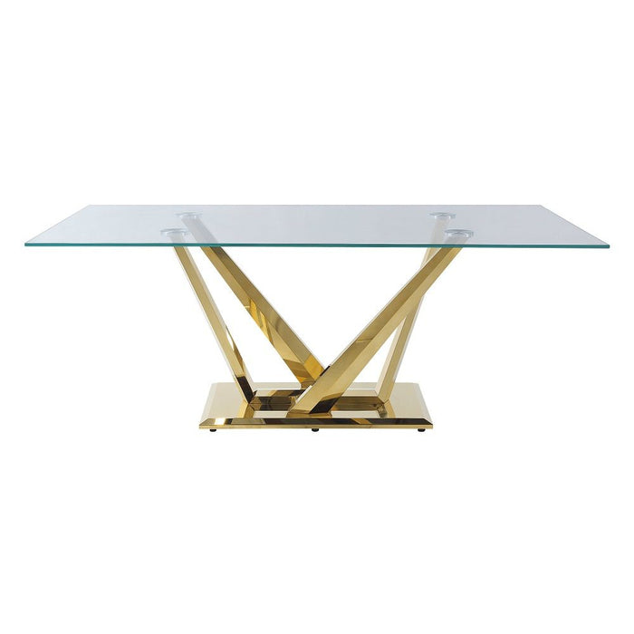 Barnard - Dining Table - Clear Glass & Mirrored Gold