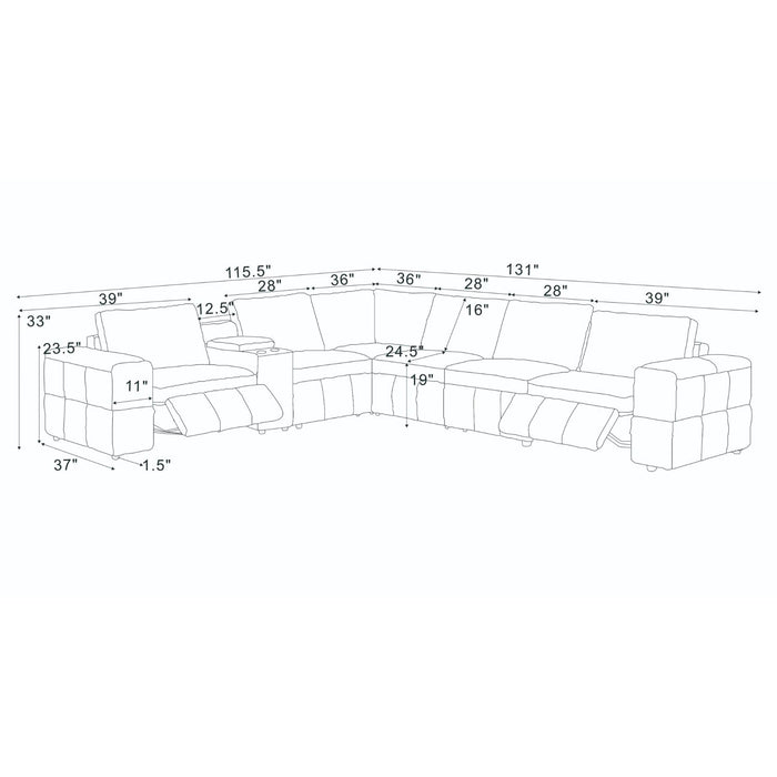 Upholstered Large Arms Sectional With Recliner Seats Home Essentials