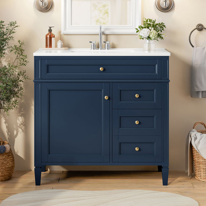 Bathroom Vanity With Top Sink, 2 Drawers, Tip Out Drawer Hearth and Haven