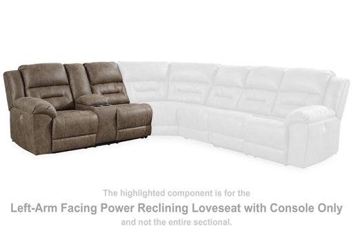 Ravenel - Laf Dbl Reclining Power Loveseat With Console - Faux Leather - Fossil Signature Design by Ashley®