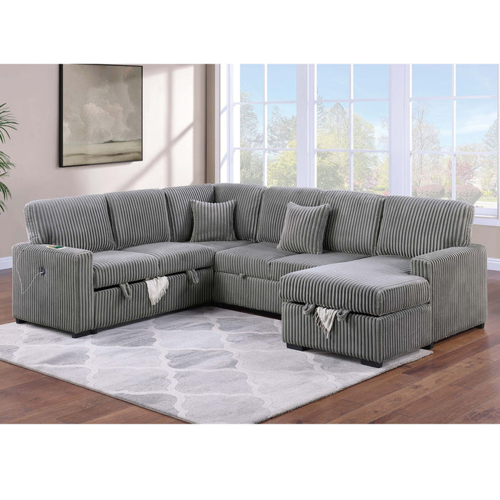 Convertible Sectional Upholstered Sleeper Sofa With Storage Chaise Home Essentials