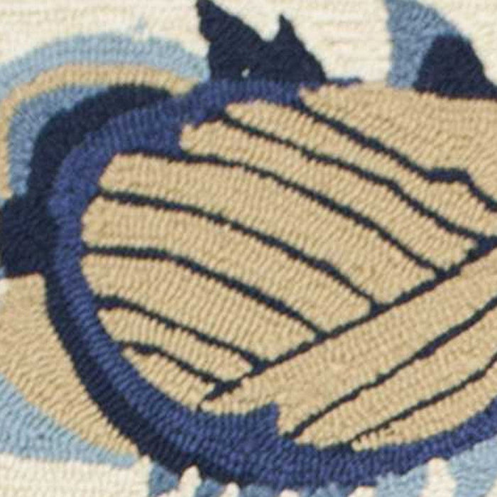 5' X 8' Hand Hooked UV Treated Coastal Sea Life Indoor / Outdoor Area Rug - S / Beige