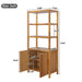 Tall Storage Bookcase Cabinet With 2 Open Shelves & Double Doors, Freestanding Shelving Unit - Natural Noble House