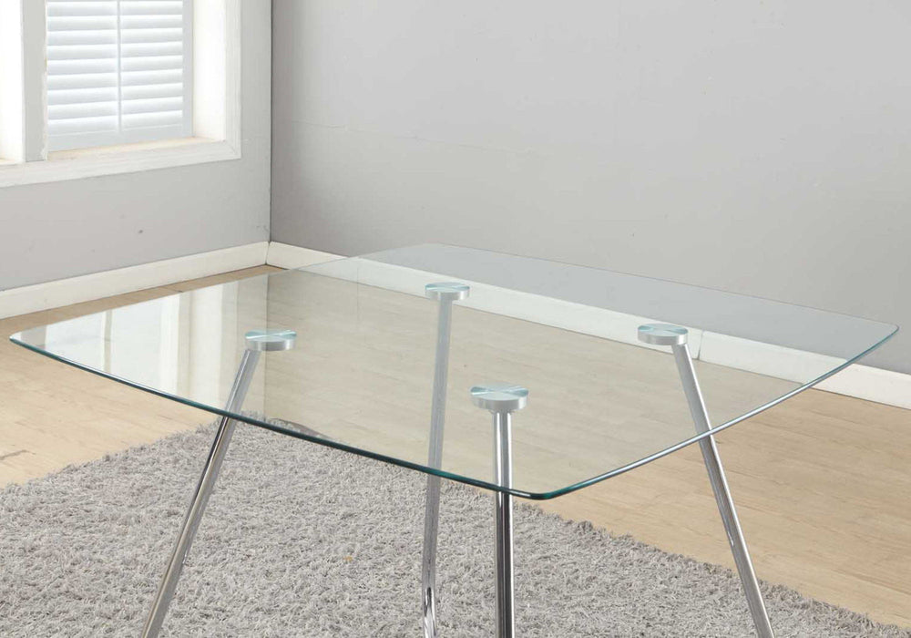 Metal And Clear Tempered Glass Dining Table - Chrome