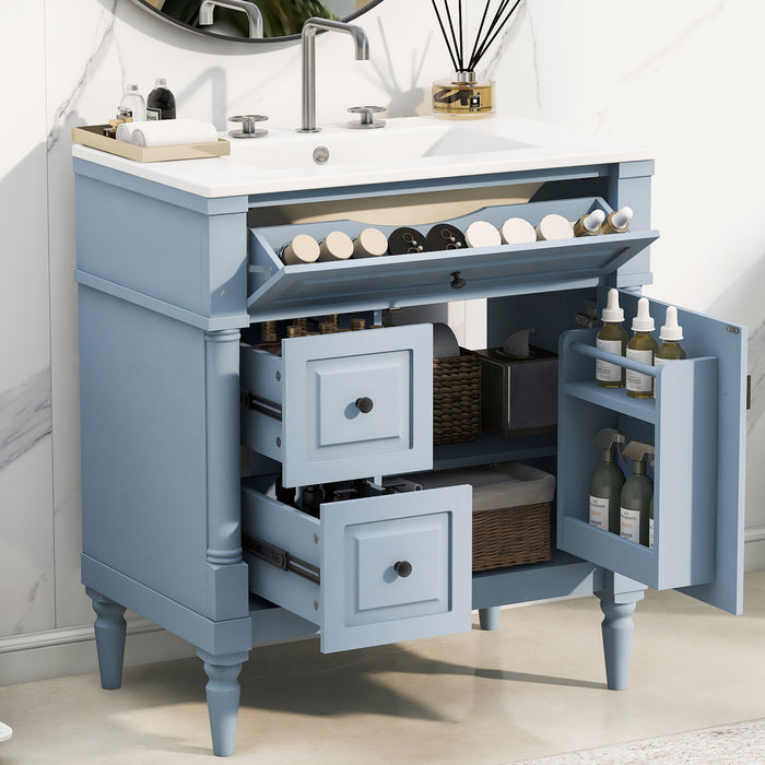 Modern Bathroom Vanity With Sink, Freestanding Cabinet With Flip Drawer & Adjustable Shelf Hearth and Haven