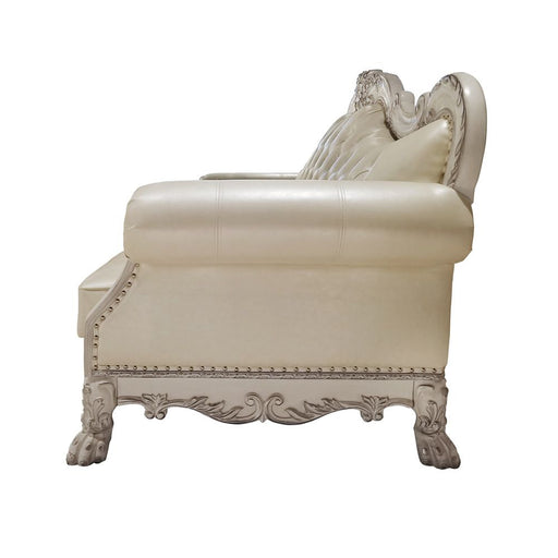 Dresden - Sofa With 4 Pillows - Synthetic Leather & Bone White ACME