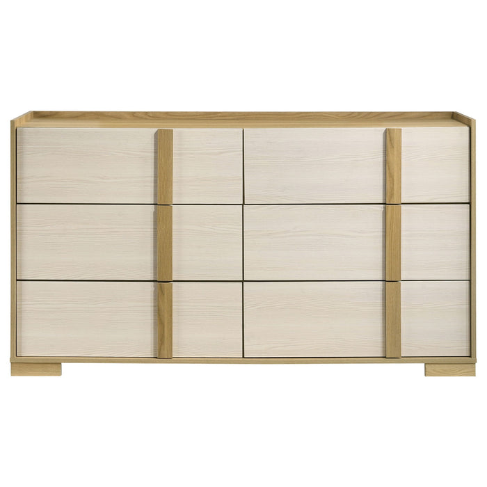 Lincoln - 6 Drawer Dresser - Natural / White Furniture Max