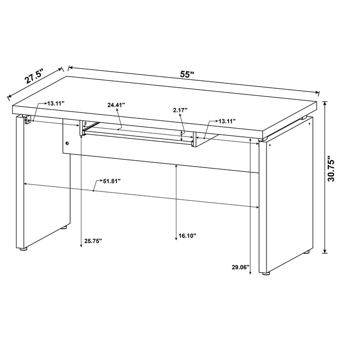 Floating - Top Computer Desk With Pullout Keyboard Shelf - Brown Furniture Max