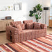 Convertible Sleeper Sofa Bed With High Density Compressed Sponge For Living Room - Red Striped Home Essentials