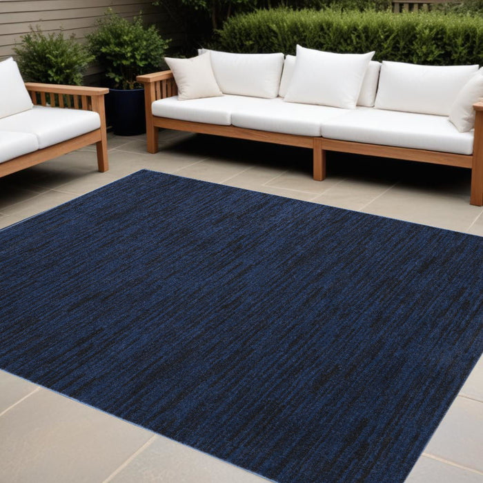 9' X 12' Stain Resistant Indoor / Outdoor Area Rug - Midnight Blue