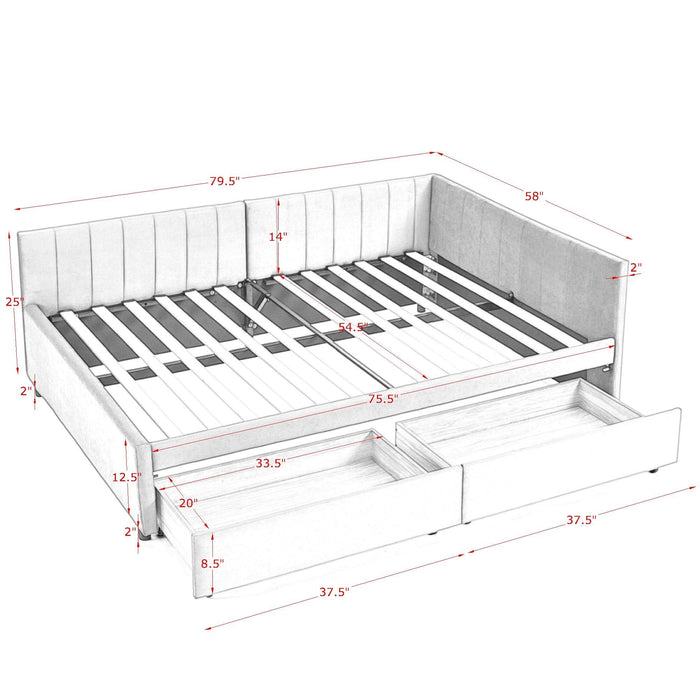 Upholstered Tufted Daybed Frame With Storage Drawers Home Essentials