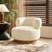 Swivel Accent Chair With Curved Backrest For Home Decor - Beige Home Essentials