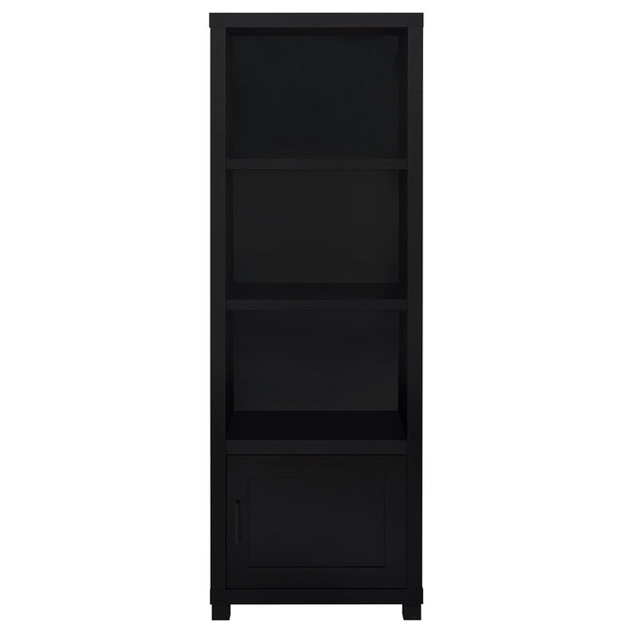 Sandl - 3 Shelf Media Tower With Cabinet Storage Solution - Black Furniture Max