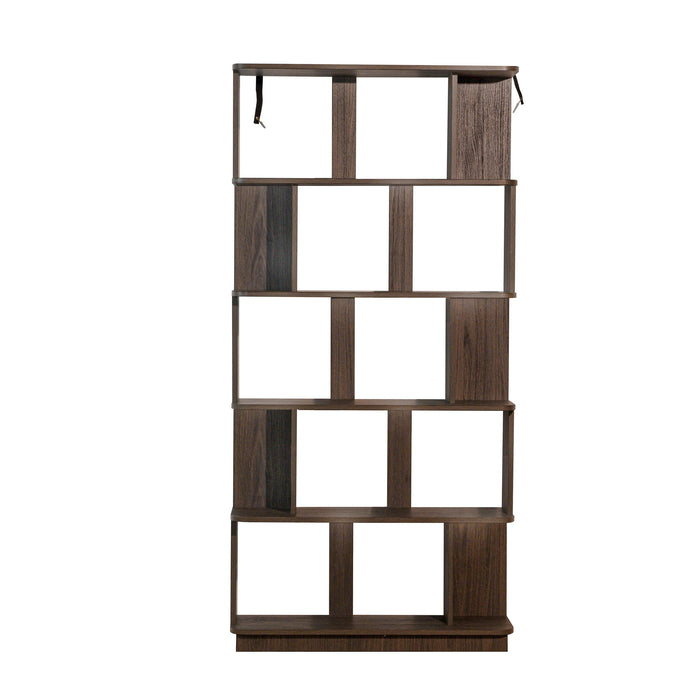 5 Tier Open Bookshelf, Free Combination Storage Shelving For Living Room - Dark Brown Home Essentials
