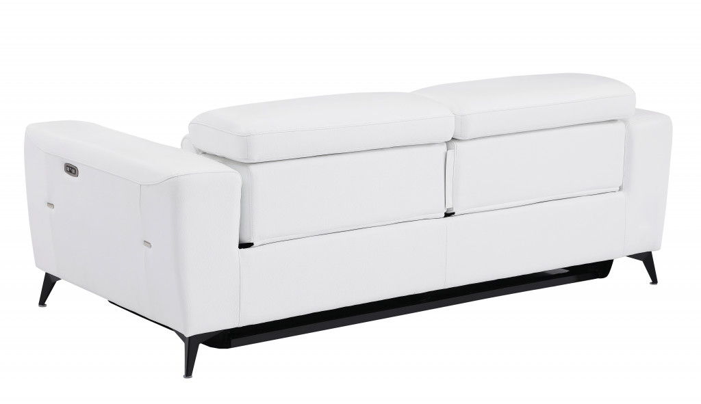 Italian Leather USB Sofa Silver Legs - White