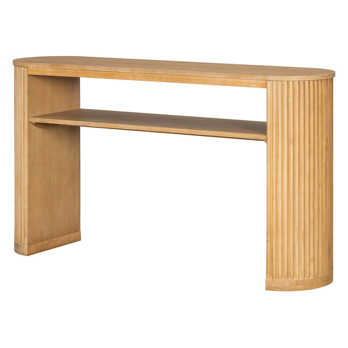 Console Table With Fluted Legs, Open Shelf Hearth and Haven