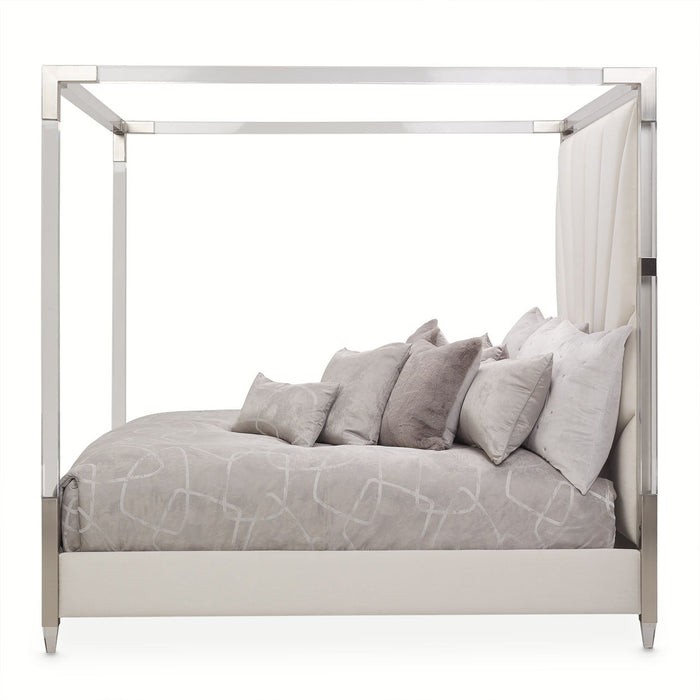 Penthouse - Eastern King Canopy Bed - Frosted Linen / Ash Gray