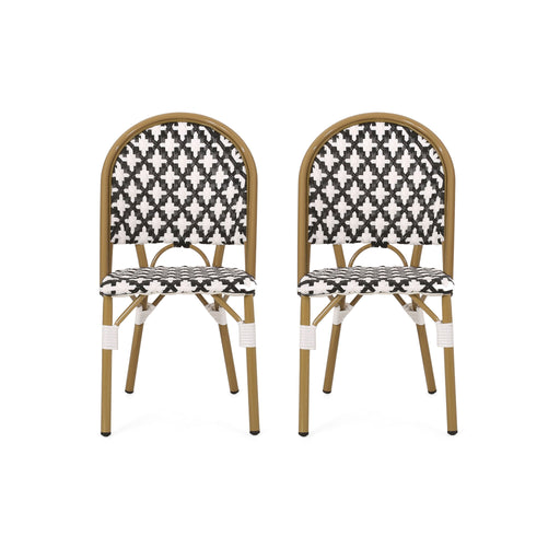Chic French Bistro Chair With Durable Rattan And Aluminum Frame Noble House