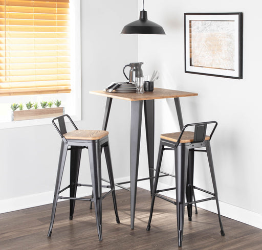 Oregon - Industrial Low Back Barstool (Set of 2) - Black Lumi Source