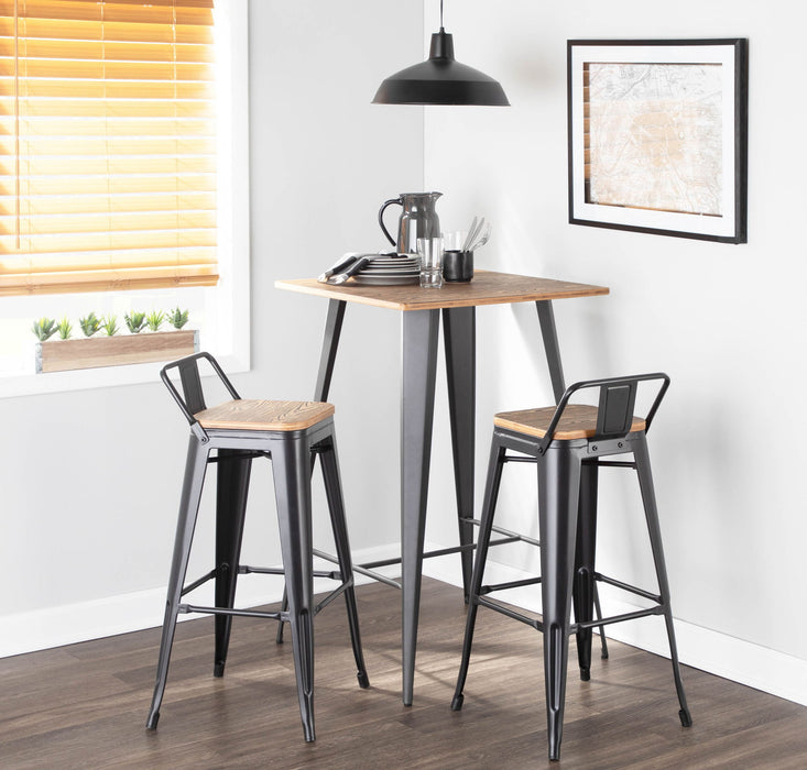 Oregon - Industrial Low Back Barstool (Set of 2) - Black Lumi Source