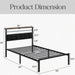 Platform Bed Frame With Charging Station & Headboard Storage Home Essentials