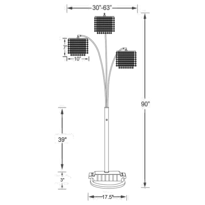 Bali - Shores Hanging Crystal Arc Floor Lamp Floor Lamp - Chrome Furniture Max