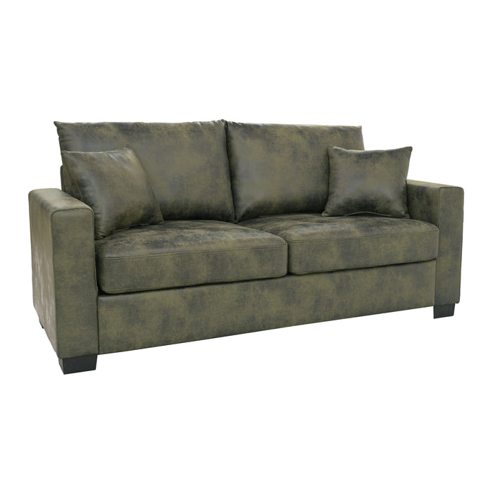 2 Seater Sofa, 2 Throw Pillows For Living Room - Olive Green Home Essentials
