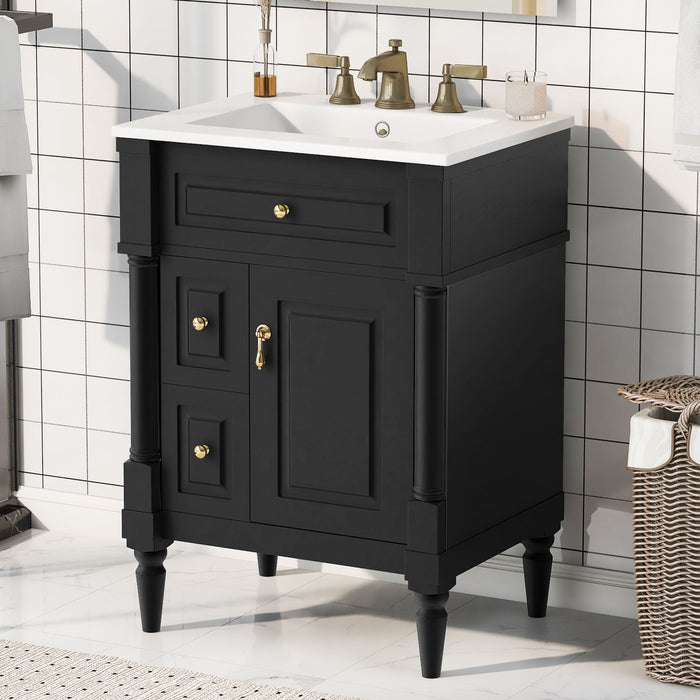 Freestanding Bathroom Vanity With Sink, Adjustable Shelf & Flip Drawer Hearth and Haven