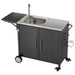 Outdoor Grill Table With Sink, Worktable Kitchen Cabinet Island With Wheels & Foldable Top - Black Daily Nest