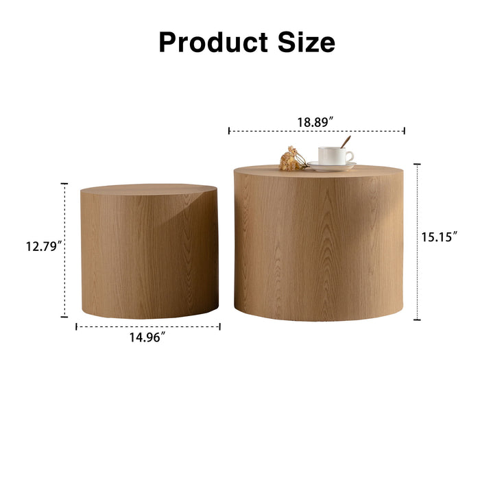 Round Nesting Coffee Table For Small Space (Set of 2) Home Essentials