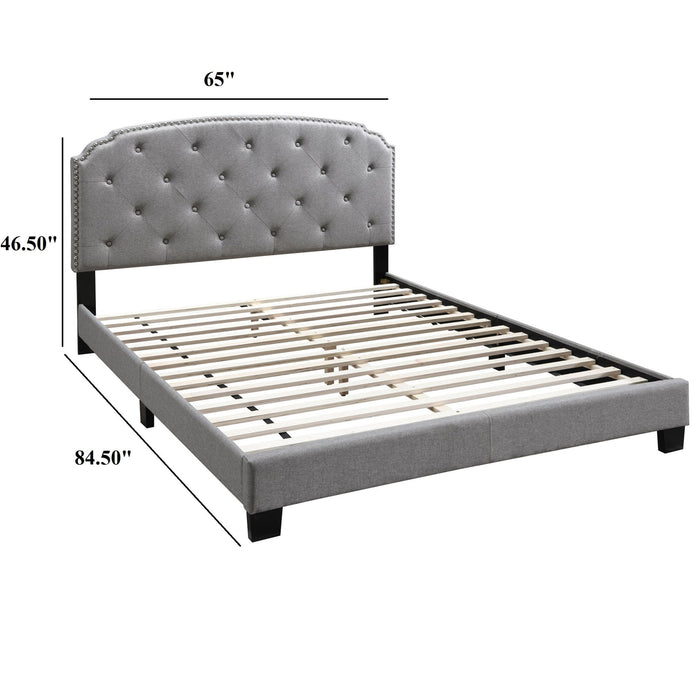 Button Tufted Bed With Nailhead Trim Home Essentials