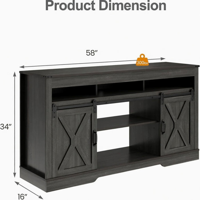 Farmhouse TV Stand With Sliding Barn Doors & Adjustable Storage Home Essentials
