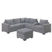 Contemporary L-Shaped Sectional Set With USB Console & Ottoman Home Essentials