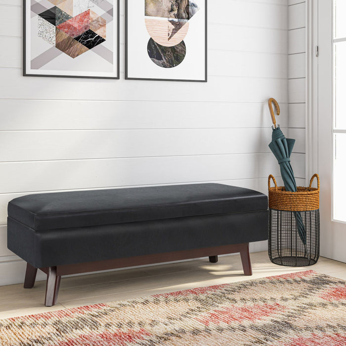 Owen - Rectangular Storage Ottoman - Midnight Black Simpli-Home