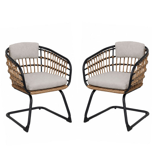 Patio Dining Chairs For Garden (Set of 2) - Beige Home Essentials
