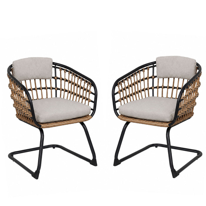 Patio Dining Chairs For Garden (Set of 2) - Beige Home Essentials