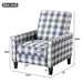 Buffalo Plaid Push Back Recliner Chair For Living Room - Blue / White Noble House
