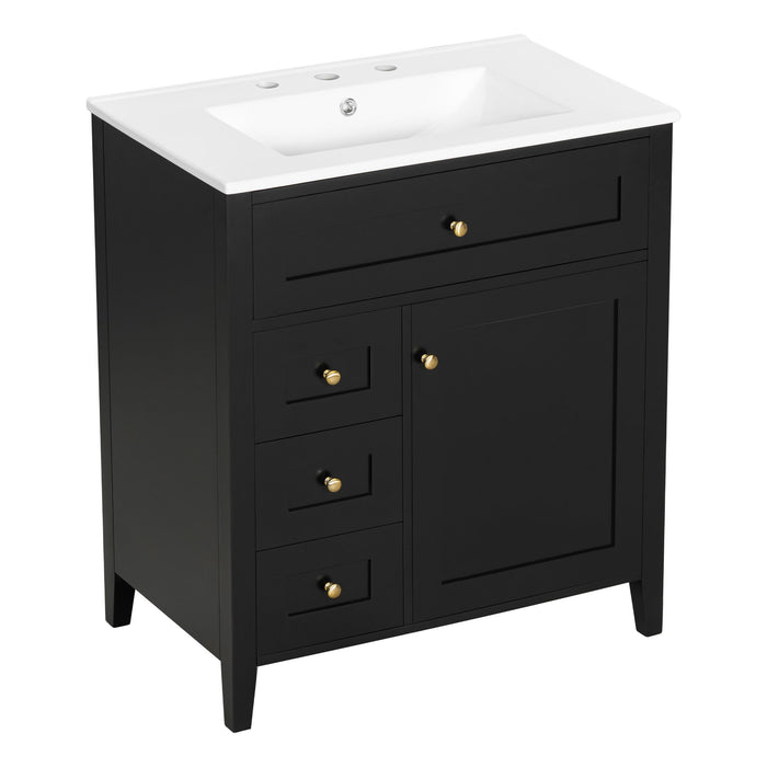 Modern Bathroom Vanity With Sink, 3 Drawers And Adjustable Shelf Hearth and Haven